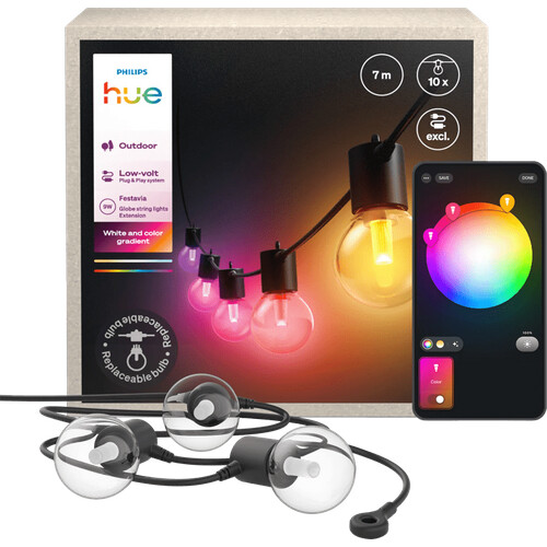 Tweedekans Philips Hue Festavia Globe Lichtsnoer - 7 meter - 10 lampen - Uitbreiding Tweedehands