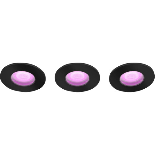 Tweedekans Philips Hue Xamento badkamer inbouwspot White and Color - Zwart - Rond 3-pack Tweedehands