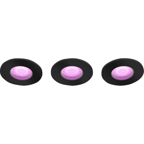 Tweedekans Philips Hue Xamento badkamer inbouwspot White and Color - Zwart - Rond 3-pack Tweedehands