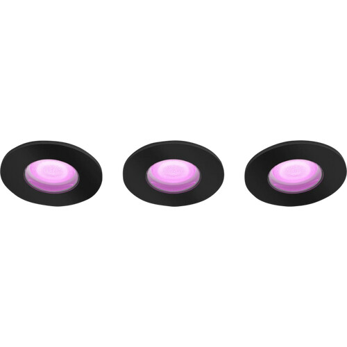 Tweedekans Philips Hue Xamento badkamer inbouwspot White and Color - Zwart - Rond 3-pack Tweedehands