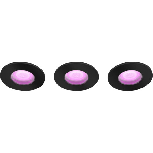 Tweedekans Philips Hue Xamento badkamer inbouwspot White and Color - Zwart - Rond 3-pack Tweedehands