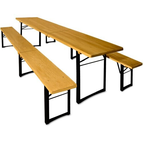 Tweedekans Picknicktafel Set | 1 Biertafel 2 Bierbanken Inklapbaar | 220cm | Hout