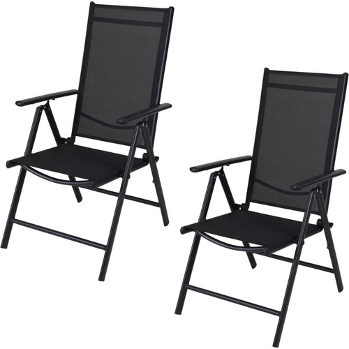 Tweedekans Pro Garden Tuinstoel/ Klapstoel / Vouwstoel/ Campingstoel - Inklapbaar - Zwart - 2 STUKS Tweedehands