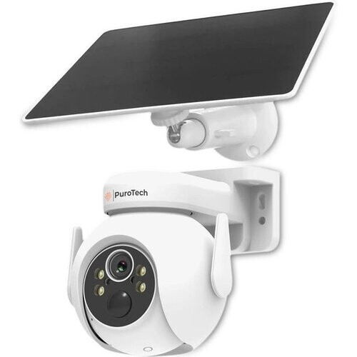 Tweedekans PuroTech IP Beveilingscamera - Buitencamera met Nachtzicht - Buitencamera Met Zonnepaneel - Solar - Op Zonne Energie - Draadloos - Draaibaar en kantelbaar - Wifi Smart Waterproof IP66 - 1080P HD - Nachtzicht - Met Recorder - Dome IP Camera Tweedehands