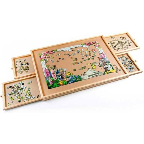 Tweedekans Puzzeltafel 1500 stukjes - met 4 uittrekbare elementen - houten puzzelplank - Perfect om puzzelstukjes volgens kleur en vorm te sorteren