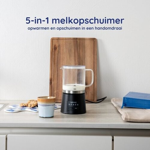 Tweedekans Safecourt Kitchen Glazen Melkopschuimer - Elektrische melkopschuimer - Antikleeflaag - 600 watt - Zwart Tweedehands