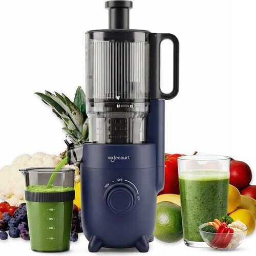 Tweedekans Safecourt Kitchen Slow Juicer - krachtige motor [Pre-cutter & Cold-press technologie] - eenvoudige reiniging - BPA-vrij - sapcentrifuge Blauw Tweedehands