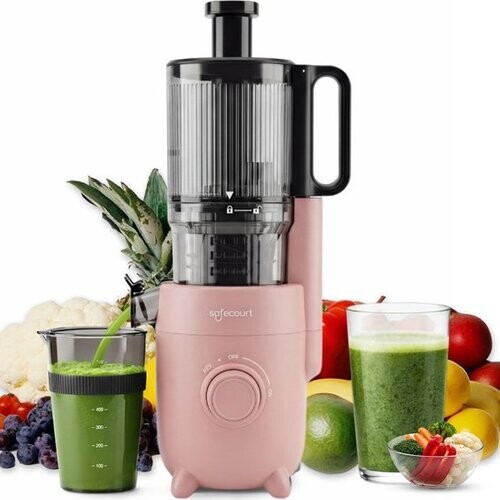 Tweedekans Safecourt Kitchen Slow Juicer - krachtige motor [Pre-cutter & Cold-press technologie] - eenvoudige reiniging - BPA-vrij - sapcentrifuge Roze Tweedehands