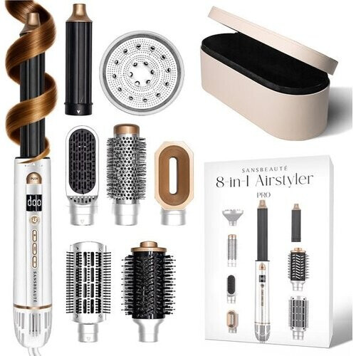 Tweedekans Sansbeauté® 8-in-1 Airstyler – Föhnborstel met Diffuser & Opbergdoos – Multistyler – Krul- & Stijlborstel Tweedehands