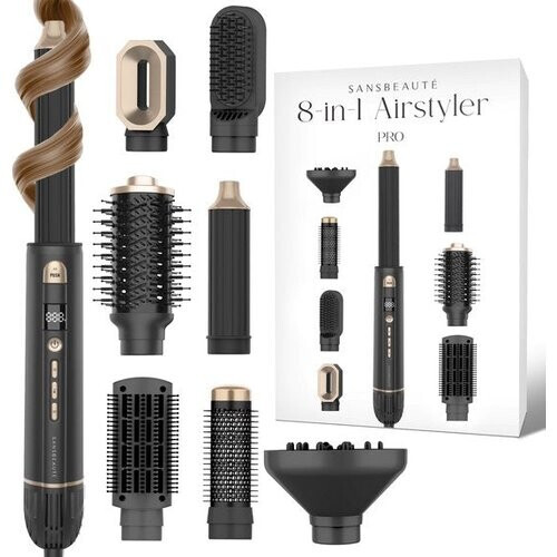 Tweedekans Sansbeauté® 8-in-1 Airstyler met Diffuser - Hairwrap - Multistyler - Fohnborstel Kort Haar - Dupe - Haarstyler - Haardroger - Warmteborstel - Krulborstel - Krultang - Stijlborstel - Coldshot Tweedehands