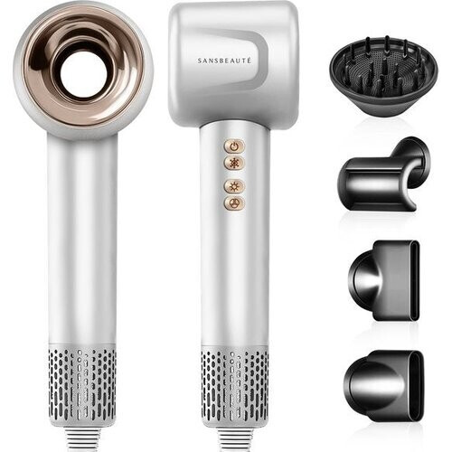 Tweedekans Sansbeauté® Föhn met Diffuser - Krullen - 110.000RPM - Ionische Haardroger met Borstel - 4 Opzetstukken – Reisföhn - Krul Feun Set - Sèche Cheveux - Haarföhn met Defuser - Hair Blow Dryer - 1600W Tweedehands