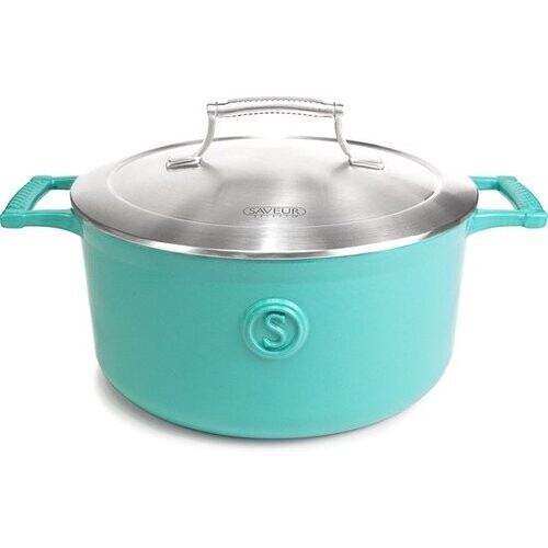 Tweedekans Saveur Voyage Braadpan Ø25 cm – Ovaal Gietijzer – PFAS-vrij – Geschikt voor Inductie & Oven – Saveur Blauw – Voor Stoven & Braden Tweedehands