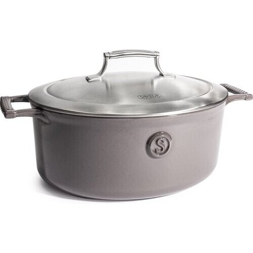 Tweedekans Saveur Voyage Braadpan Ø30 cm – Ovaal Gietijzer – PFAS-vrij – Geschikt voor Inductie & Oven – Grijs – Voor Grote Maaltijden, Stoven & Slowcooking Tweedehands