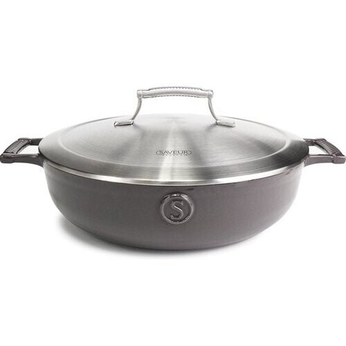 Tweedekans Saveur Voyage Hapjespan Ø30 cm – Gietijzer – PFAS-vrij – Geschikt voor Inductie en Oven – Grijs – Voor Braden – Stoven – Slowcooking Tweedehands