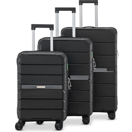 Tweedekans SC Urban Adventurer - Kofferset - 3-delig - Cijferslot - 232L - Spinner wielen - Reiskoffer met Kofferslot - Lichtgewicht - Zwart Tweedehands
