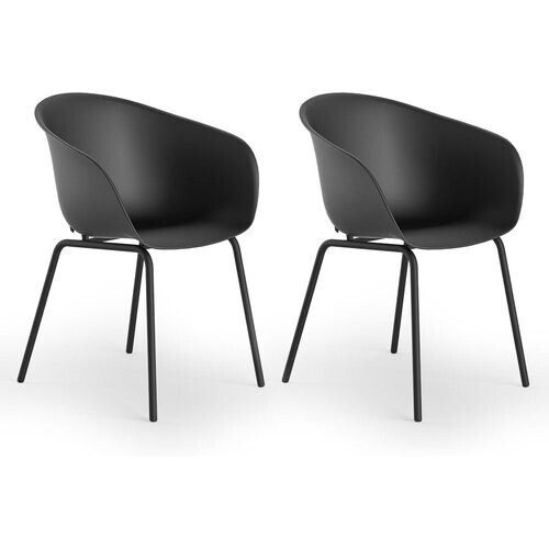 Tweedekans ScanMod Design Set van 2 Eetkamerstoelen - Tot 120 kg - 79 x 58 x 53 cm - Zwart Tweedehands