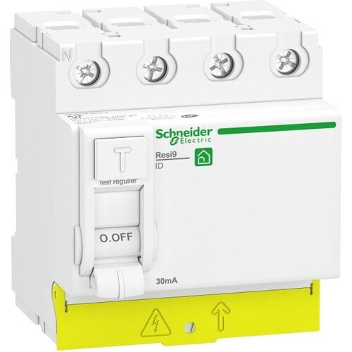 Tweedekans SCHNEIDER Resi9 XP Differentieelschakelaar 4-polig 63A 30mA Type A – Peignable – 72x82x78,5 mm – Wit Tweedehands