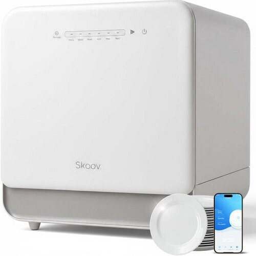 Tweedekans Skoov – Mini Vaatwasser Vrijstaand – 43 x 45 x 46 cm & 900 watt – Voorzien Van 6 Programma's En 5 liter Waterverbruik – Voor Studio's Campers En Kleine Keukens – Wit Kunststof En Metaal Tweedehands