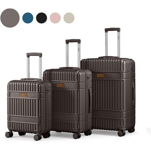 Tweedekans SKYCASES Kofferset - Classic Heritage – 3 Delig – Handbagage & Check-in Koffers – 36L/63L/100L – TSA Slot – 360° geruisloze wielen – Lichtgewicht – Trolley – Bruin Tweedehands