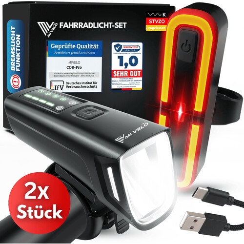 Tweedekans Smart-Ultimate Fietsverlichting Set - LED - 100 Lux - Remlicht - USB - Zwart Tweedehands