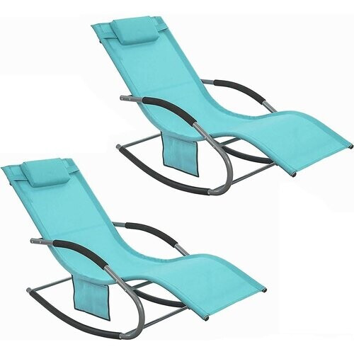 Tweedekans SoBuy - 2 Tuinstoelen - blauw - 141x62x86 cm Tweedehands