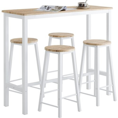 Tweedekans SoBuy Bartafel met 4 Krukken - Max. 150 kg - Industrieel - 120 x 40 x 100 cm - Bruin / Zwart Tweedehands
