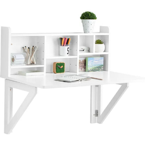 Tweedekans SoBuy Bureau Opklapbaar - Wandmontage - Max. 48 kg - 90 x 78 x 60 cm - Wit Tweedehands