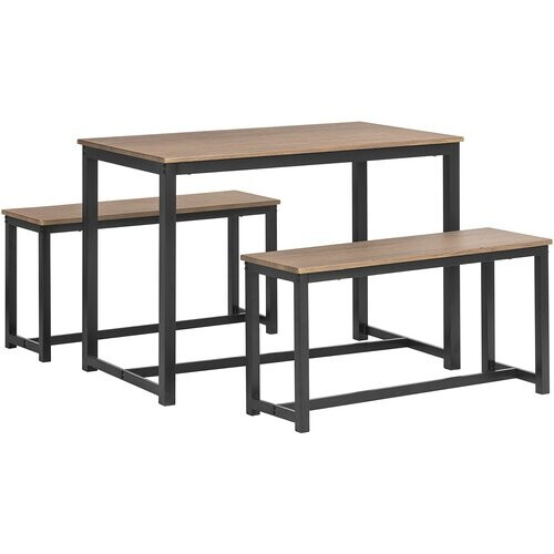 Tweedekans SoBuy Eettafel met 2 Banken - Max. 150 kg - 110 x 58 x 74 cm - Industrieel - Bruin / Zwart Tweedehands