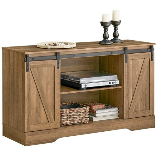 Tweedekans SoBuy FSB60-BR Opbergkast Met Schuifdeur - Landelijk - 120 x 40 x 70 cm Tweedehands