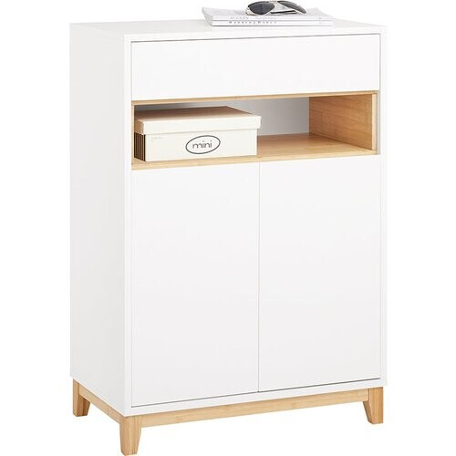Tweedekans SoBuy FSB97-WN Multifunctionele opbergkast grijs 60x34x85cm met laden, verstelbare planken en dubbele deuren Tweedehands