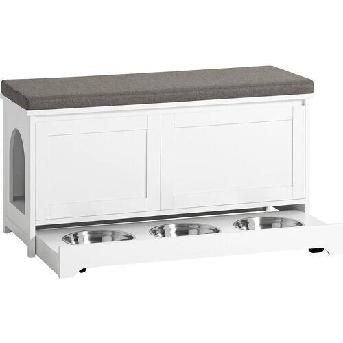 Tweedekans SoBuy FSR136-W Kattenhuis, Katten Bench, Kattenbak Kast, Kattenbakkast, Schoenenbank, Schoenenrek, Schoenenkruk Tweedehands
