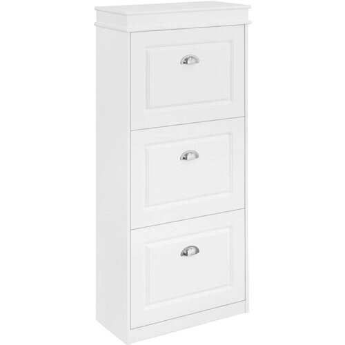 Tweedekans SoBuy FSR94-HG Schoenenrek Met 3 Vouwdeuren - 53 x 24 x 117 cm - Wit Tweedehands