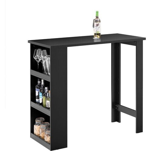 Tweedekans SoBuy FWT17-II-SCH Hoge Keukentafel – Staande Bartafel met Opbergrekken voor Kleine Ruimtes – Zwart – 112 x 57 x 106 cm Tweedehands