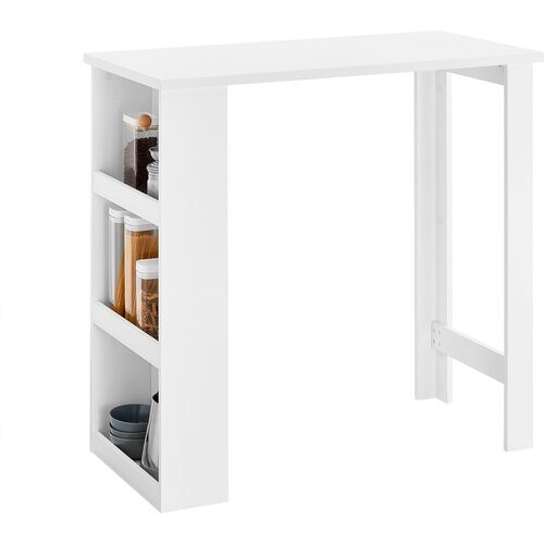 Tweedekans SoBuy FWT17-II-W Bartafel – Hoge Keukentafel met Opbergruimte – Compacte Staantafel voor Keuken, Woonkamer of Koffiebar – Wit – 112 x 57 x 106 cm Tweedehands