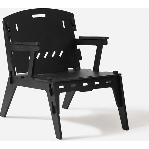 Tweedekans SoBuy HFST02-SCH Designstoel Hout Zwart, Eetkamerstoel/Bureaustoel, Zithoogte 35 cm, Afmetingen L55 x B72 x H70 cm Tweedehands