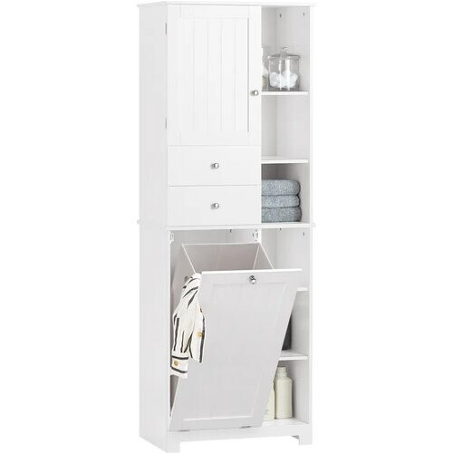 Tweedekans SoBuy - kast met waszak - wit - 96x43x15cm Tweedehands