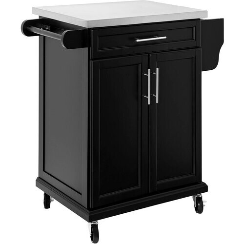 Tweedekans SoBuy Keukenwagen met werkblad - Met lade en 2 deuren - Max. 50KG - 83 x 46 x 90 cm - Zwart Tweedehands