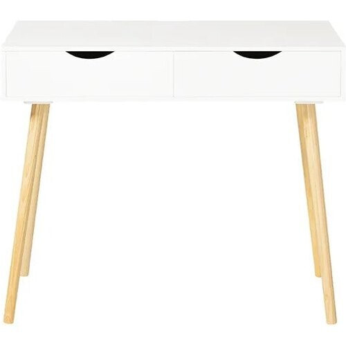 Tweedekans SoBuy Kinderbureau met 2 Lades - Klassiek - Max. 75 kg - 90 x 45 x 77 cm - Wit Tweedehands