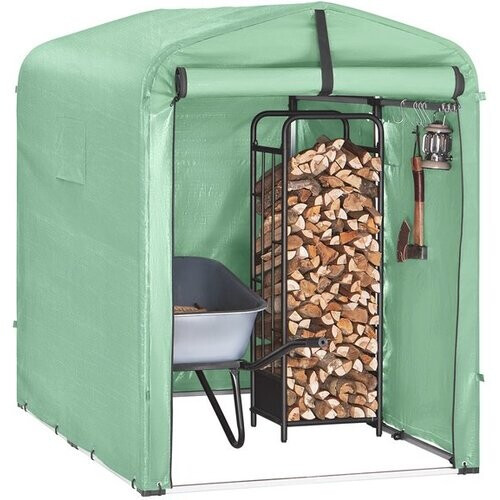 Tweedekans SoBuy KLS11-GR Tuinschuur, tuinhuis voor buiten, waterdicht, motorhuis met haken, garage voor fiets en gereedschap, fietsschuur, opslag en opslag, groen, 120 x 176 x 163 cm Tweedehands