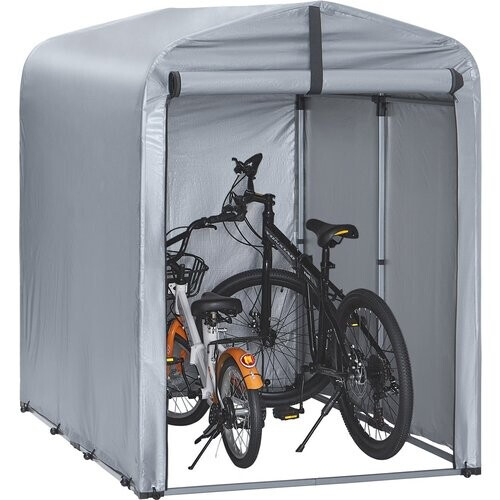 Tweedekans SoBuy – KLS11-K Tuinhuis / Tuinschuur – Waterdicht – Fietsschuur & Opslag – 120x176x163 cm – Zilver Tweedehands