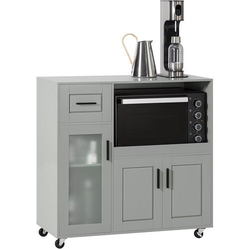 Tweedekans SoBuy Magnetronkast FSB78-HG - 1 Lade - 3 Deuren - 89 x 40 x 89 cm - Grijs Tweedehands