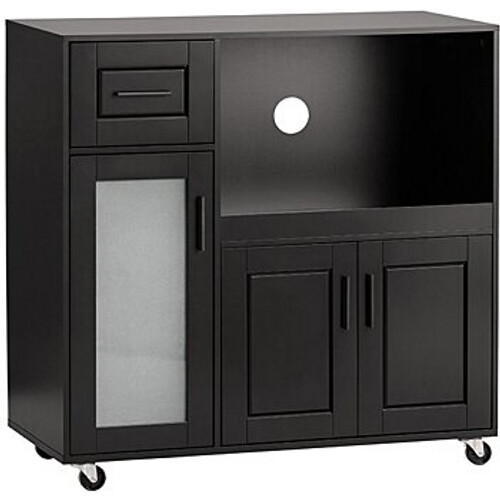 Tweedekans SoBuy Magnetronkast met 3 Kasten & 1 Lade - 89 x 40 x 89 cm - Zwart Tweedehands