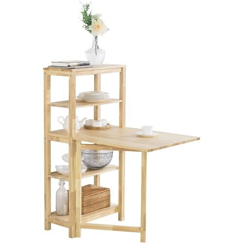 Tweedekans SoBuy - Opklapbare eettafel met opbergkast - Max, 75 kg - 126 x 60 x 98 cm - Naturel