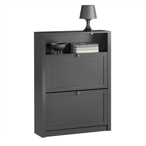 Tweedekans SoBuy Schoenenkast - 2 Kleppen - 80 x 24 x 110 cm - Antraciet Tweedehands