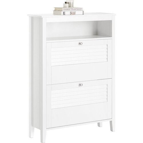 Tweedekans SoBuy Schoenenkast - 2 Kleppen- Klassiek - 80 x 25 x 108 cm - Wit Tweedehands