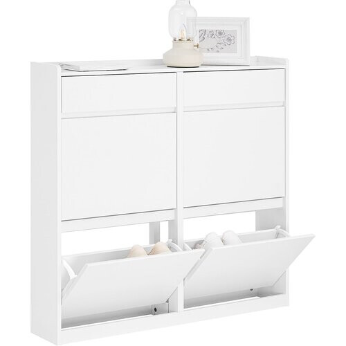 Tweedekans SoBuy Schoenenkast - FSR169-W - Incl. 4 kleppen - 98 x 95 x 19 cm - Wit