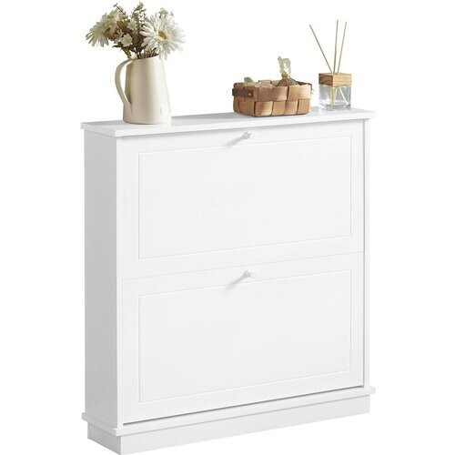 Tweedekans SoBuy Schoenenkast met 2 Lades - MDF - 76 x 18 x 78 cm - Wit Tweedehands