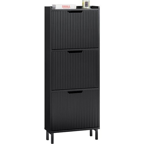 Tweedekans SoBuy Schoenenkast met 3 kleppen schoenenkast smal schoenenrek met 6 legvlakken schoenencommode schoenenrek