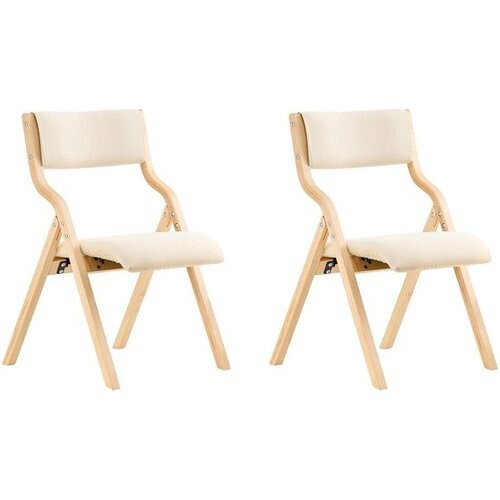 Tweedekans SoBuy Set van 2 Klapstoel, Bureaustoel met Gestoffeerd Zitkussen, Eetkamerstoel, Wit, 49x80x54cm, FST40-Wx2 - voor Eetkamer, Keuken, Woonkamer of Thuiswerkplek Tweedehands