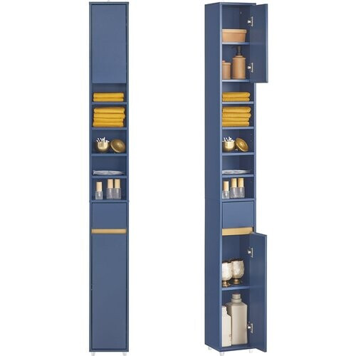 Tweedekans SoBuy Smalle Badkamerkast 20 cm Donkerblauw Hoge Opbergkast 180 cm Tweedehands